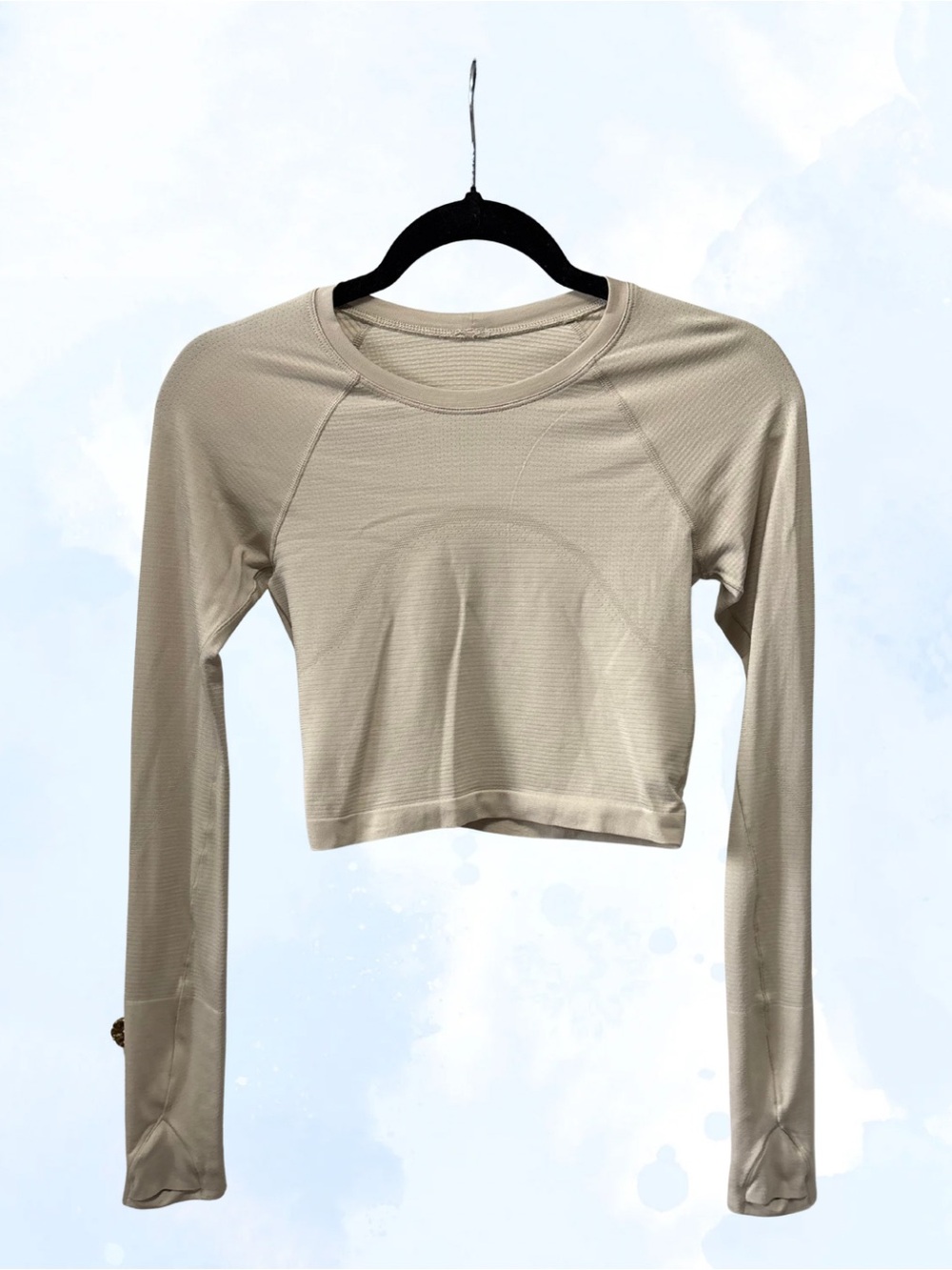 lululemon athletica Beige Long-Sleeve Crop Top (sheer oak)